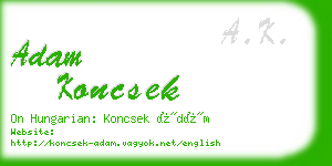 adam koncsek business card